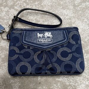 Coach Dark Blue Patterned Wristlet